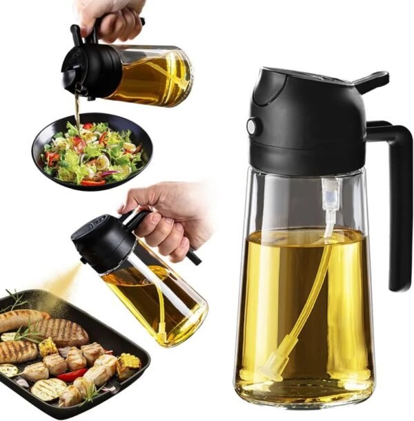 2 in 1 oil dispenser & sprayer bottle – precision pour & mist control | charm trendify