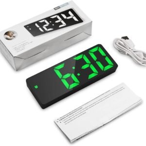 digital led alarm clock with large display | snooze | temperature | voice control