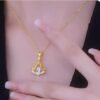 elegant gold plated fan necklace for women | stylish statement jewelry