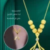 elegant gold plated fan necklace for women | stylish statement jewelry