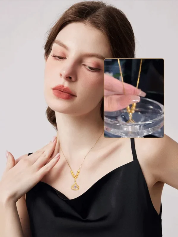 elegant gold plated fan necklace for women | stylish statement jewelry
