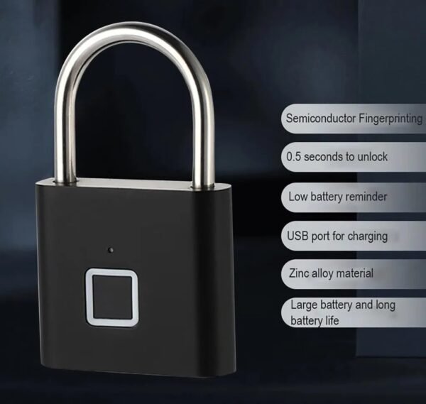 fingerprint padlock – smart biometric keyless lock for gym, travel & home security