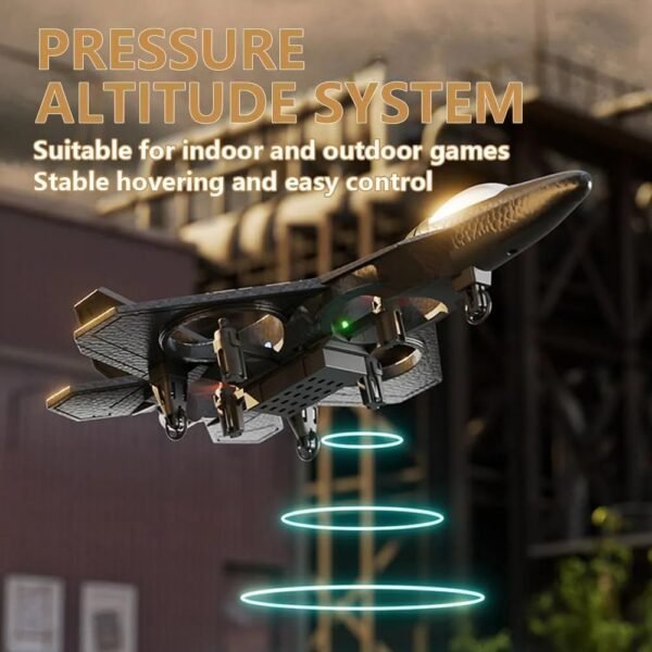 tak tak rc fighter jet drone toy – 2.4ghz remote control, 360° stunt plane with lights