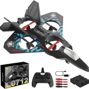 tak tak rc fighter jet drone toy – 2.4ghz remote control, 360° stunt plane with lights