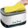 kitchen soap dispenser | refillable pump bottle for sink | sleek leak proof & easy to use |